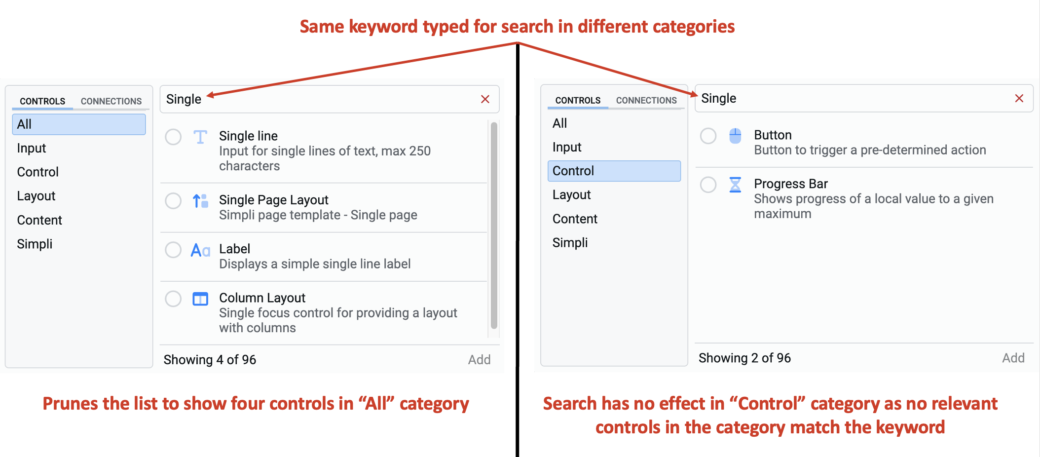 Image showing search feature in categories